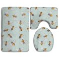 thumbnail image 1 of PUDMAD Watercolor Bees On Blue 3 Piece Bathroom Rugs Set Bath Rug Contour Mat and Toilet Lid Cover, 1 of 2