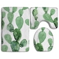 thumbnail image 1 of PUDMAD Watercolor Cactus 3 Piece Bathroom Rugs Set Bath Rug Contour Mat and Toilet Lid Cover, 1 of 2