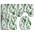 thumbnail image 1 of PUDMAD Watercolor Cactus 3 Piece Bathroom Rugs Set Bath Rug Contour Mat and Toilet Lid Cover, 1 of 2