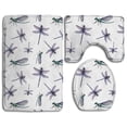 thumbnail image 1 of PUDMAD Watercolor Dragonfly 3 Piece Bathroom Rugs Set Bath Rug Contour Mat and Toilet Lid Cover, 1 of 2