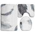 thumbnail image 1 of PUDMAD Watercolor Feather 3 Piece Bathroom Rugs Set Bath Rug Contour Mat and Toilet Lid Cover, 1 of 2