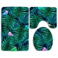 thumbnail image 1 of PUDMAD Watercolor Palm Leaves and Birds 3 Piece Bathroom Rugs Set Bath Rug Contour Mat and Toilet Lid Cover, 1 of 2