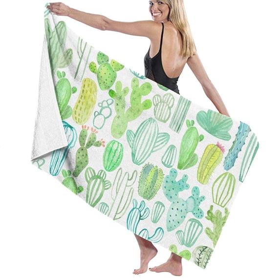 PUDMAD Watercolor Various Cactus 3 Piece Bathroom Rugs Set Bath Rug Contour Mat and Toilet Lid Cover