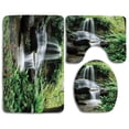 thumbnail image 1 of PUDMAD Waterfall Waterfall Pond Flowers Tropical Plants Majestic Fresh Jungle Garden 3 Piece Bathroom Rugs Set Bath Rug Contour Mat and Toilet Lid Cover, 1 of 2