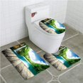 thumbnail image 1 of PUDMAD Waterfall in deep Forest Croatia and Wood pier 3 Piece Bathroom Rugs Set Bath Rug Contour Mat and Toilet Lid Cover, 1 of 2