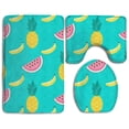 thumbnail image 1 of PUDMAD Watermelons Bananas Pineapples 3 Piece Bathroom Rugs Set Bath Rug Contour Mat and Toilet Lid Cover, 1 of 2