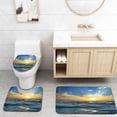 thumbnail image 1 of PUDMAD Wave on Sunset Nature Composition 3 Piece Bathroom Rugs Set Bath Rug Contour Mat and Toilet Lid Cover, 1 of 2