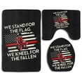 thumbnail image 1 of PUDMAD We Stand for Flag We Kneel for Fallen 3 Piece Bathroom Rugs Set Bath Rug Contour Mat and Toilet Lid Cover, 1 of 2