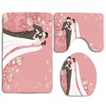 thumbnail image 1 of PUDMAD Wedding Bride and Groom Getting Married Dancing on Pink Floral Background 3 Piece Bathroom Rugs Set Bath Rug Contour Mat and Toilet Lid Cover, 1 of 2