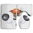 thumbnail image 1 of PUDMAD Weightlifting Dog 3 Piece Bathroom Rugs Set Bath Rug Contour Mat and Toilet Lid Cover, 1 of 2