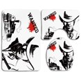 thumbnail image 1 of PUDMAD Western Cowboy Silhouette Portrait Wanted Poster 3 Piece Bathroom Rugs Set Bath Rug Contour Mat and Toilet Lid Cover, 1 of 2