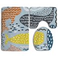 thumbnail image 1 of PUDMAD Whale Art 3 Piece Bathroom Rugs Set Bath Rug Contour Mat and Toilet Lid Cover, 1 of 2