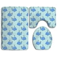 thumbnail image 1 of PUDMAD Whale Ocean Wave 3 Piece Bathroom Rugs Set Bath Rug Contour Mat and Toilet Lid Cover, 1 of 2