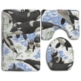 thumbnail image 1 of PUDMAD Whale Panda Art Funny 3 Piece Bathroom Rugs Set Bath Rug Contour Mat and Toilet Lid Cover, 1 of 2