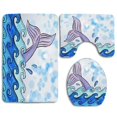 thumbnail image 1 of PUDMAD Whale Scrapbooking Ocean Whale Tale 3 Piece Bathroom Rugs Set Bath Rug Contour Mat and Toilet Lid Cover, 1 of 2