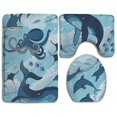 thumbnail image 1 of PUDMAD Whale and Octopus 3 Piece Bathroom Rugs Set Bath Rug Contour Mat and Toilet Lid Cover, 1 of 2