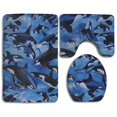 thumbnail image 1 of PUDMAD Whales Orcas Ocean Sea 3 Piece Bathroom Rugs Set Bath Rug Contour Mat and Toilet Lid Cover, 1 of 2
