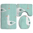 thumbnail image 1 of PUDMAD White Birds 3 Piece Bathroom Rugs Set Bath Rug Contour Mat and Toilet Lid Cover, 1 of 2