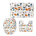 thumbnail image 1 of PUDMAD White Halloween Skull 3 Piece Bathroom Rugs Set Bath Rug Contour Mat and Toilet Lid Cover, 1 of 2