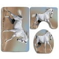 thumbnail image 1 of PUDMAD White Horse 3 Piece Bathroom Rugs Set Bath Rug Contour Mat and Toilet Lid Cover, 1 of 2