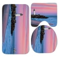 thumbnail image 1 of PUDMAD White Lighthouse Pink Could Sky 3 Piece Bathroom Rugs Set Bath Rug Contour Mat and Toilet Lid Cover, 1 of 2