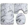 thumbnail image 1 of PUDMAD White Marble 3 Piece Bathroom Rugs Set Bath Rug Contour Mat and Toilet Lid Cover, 1 of 2