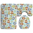thumbnail image 1 of PUDMAD White Monkey 3 Piece Bathroom Rugs Set Bath Rug Contour Mat and Toilet Lid Cover, 1 of 2