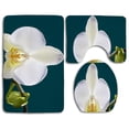 thumbnail image 1 of PUDMAD White Orchid Flower Buds Macro 3 Piece Bathroom Rugs Set Bath Rug Contour Mat and Toilet Lid Cover, 1 of 2