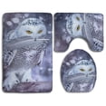 thumbnail image 1 of PUDMAD White Owl in Snow 3 Piece Bathroom Rugs Set Bath Rug Contour Mat and Toilet Lid Cover, 1 of 2
