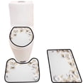 thumbnail image 1 of PUDMAD White Paper Flowers on White backgroun Cut from Paper plaace for Your Text 3 Piece Bathroom Rugs Set Bath Rug Contour Mat and Toilet Lid Cover, 1 of 2