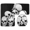 thumbnail image 1 of PUDMAD White Skull Black Background 3 Piece Bathroom Rugs Set Bath Rug Contour Mat and Toilet Lid Cover, 1 of 2