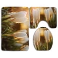 thumbnail image 1 of PUDMAD White Spring Flowers in Rain 3 Piece Bathroom Rugs Set Bath Rug Contour Mat and Toilet Lid Cover, 1 of 2
