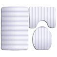 thumbnail image 1 of PUDMAD White Stripe 3 Piece Bathroom Rugs Set Bath Rug Contour Mat and Toilet Lid Cover, 1 of 2