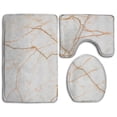 thumbnail image 1 of PUDMAD White Yellow 3 Piece Bathroom Rugs Set Bath Rug Contour Mat and Toilet Lid Cover, 1 of 2