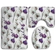 thumbnail image 1 of PUDMAD White and Purple Flowers 3 Piece Bathroom Rugs Set Bath Rug Contour Mat and Toilet Lid Cover, 1 of 2