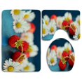 thumbnail image 1 of PUDMAD Wild Strawberries and Daisies 3 Piece Bathroom Rugs Set Bath Rug Contour Mat and Toilet Lid Cover, 1 of 2