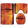 thumbnail image 1 of PUDMAD Wild West Sunset Cactus 3 Piece Bathroom Rugs Set Bath Rug Contour Mat and Toilet Lid Cover, 1 of 2