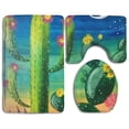 thumbnail image 1 of PUDMAD Wilder California Prickly Pear Cactu 3 Piece Bathroom Rugs Set Bath Rug Contour Mat and Toilet Lid Cover, 1 of 2
