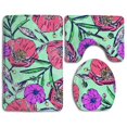 thumbnail image 1 of PUDMAD Wildflower Poppy Flower 3 Piece Bathroom Rugs Set Bath Rug Contour Mat and Toilet Lid Cover, 1 of 2