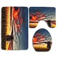 thumbnail image 1 of PUDMAD Windmill Field Fiery Skies 3 Piece Bathroom Rugs Set Bath Rug Contour Mat and Toilet Lid Cover, 1 of 2