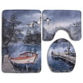 thumbnail image 1 of PUDMAD Winter Birds Flying 3 Piece Bathroom Rugs Set Bath Rug Contour Mat and Toilet Lid Cover, 1 of 2