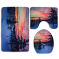 thumbnail image 1 of PUDMAD Winter Evening Sunset 3 Piece Bathroom Rugs Set Bath Rug Contour Mat and Toilet Lid Cover, 1 of 2