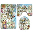 thumbnail image 1 of PUDMAD Winter Garden Birds Birdhouse 3 Piece Bathroom Rugs Set Bath Rug Contour Mat and Toilet Lid Cover, 1 of 2