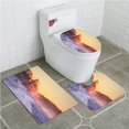 thumbnail image 1 of PUDMAD Winter Misty Sunrise Rural Foggy and Frosty Scene 3 Piece Bathroom Rugs Set Bath Rug Contour Mat and Toilet Lid Cover, 1 of 2