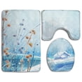 thumbnail image 1 of PUDMAD Winter Snow Falling 3 Piece Bathroom Rugs Set Bath Rug Contour Mat and Toilet Lid Cover, 1 of 2