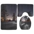 thumbnail image 1 of PUDMAD Winter Snow Night 3 Piece Bathroom Rugs Set Bath Rug Contour Mat and Toilet Lid Cover, 1 of 2