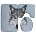 thumbnail image 1 of PUDMAD Wolf Beautiful 3 Piece Bathroom Rugs Set Bath Rug Contour Mat and Toilet Lid Cover, 1 of 2
