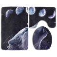 thumbnail image 1 of PUDMAD Wolf Look Up at Sky 3 Piece Bathroom Rugs Set Bath Rug Contour Mat and Toilet Lid Cover, 1 of 2
