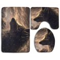 thumbnail image 1 of PUDMAD Wolf in Snowstorm 3 Piece Bathroom Rugs Set Bath Rug Contour Mat and Toilet Lid Cover, 1 of 2