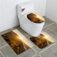 thumbnail image 1 of PUDMAD Woman Practicing Yoga Silhouette at Sunset on Mountain 3 Piece Bathroom Rugs Set Bath Rug Contour Mat and Toilet Lid Cover, 1 of 2